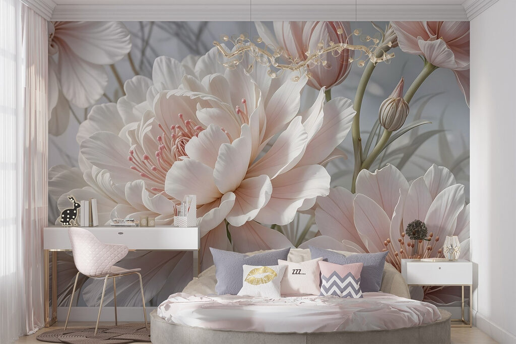 Fiore bianco e rosa — ambiente 2
