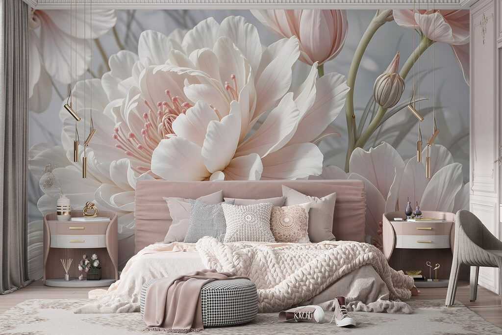 Fiore bianco e rosa — ambiente 3