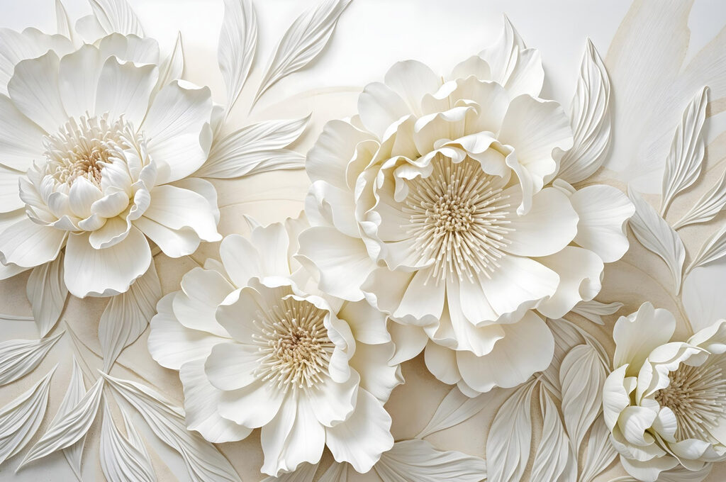 Fiori bianchi, cuori dorati — design completo