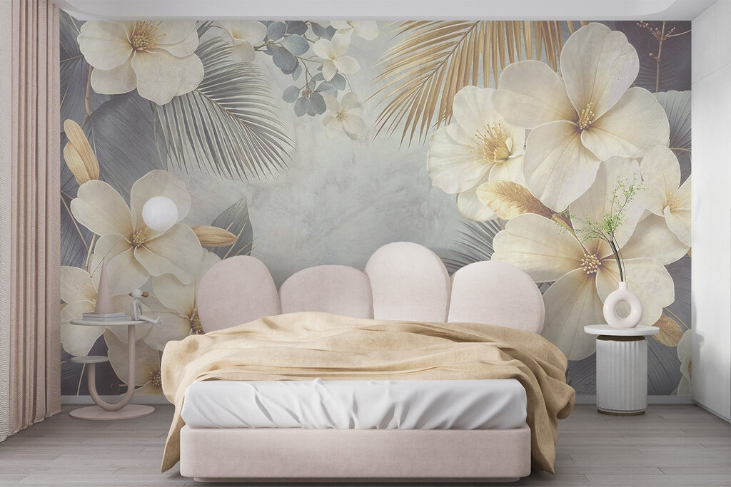 Fiori bianchi, ventagli dorati — ambiente 3
