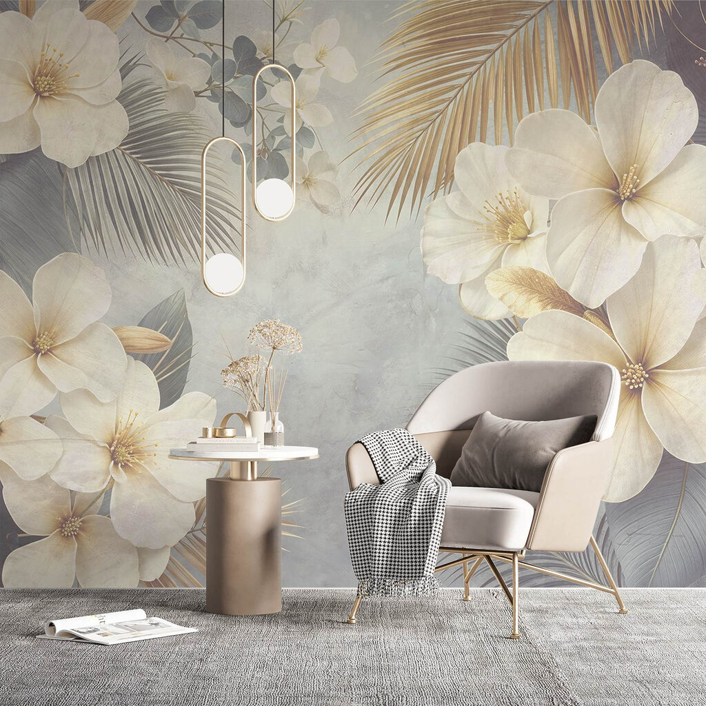 Fiori bianchi, ventagli dorati — ambiente 6