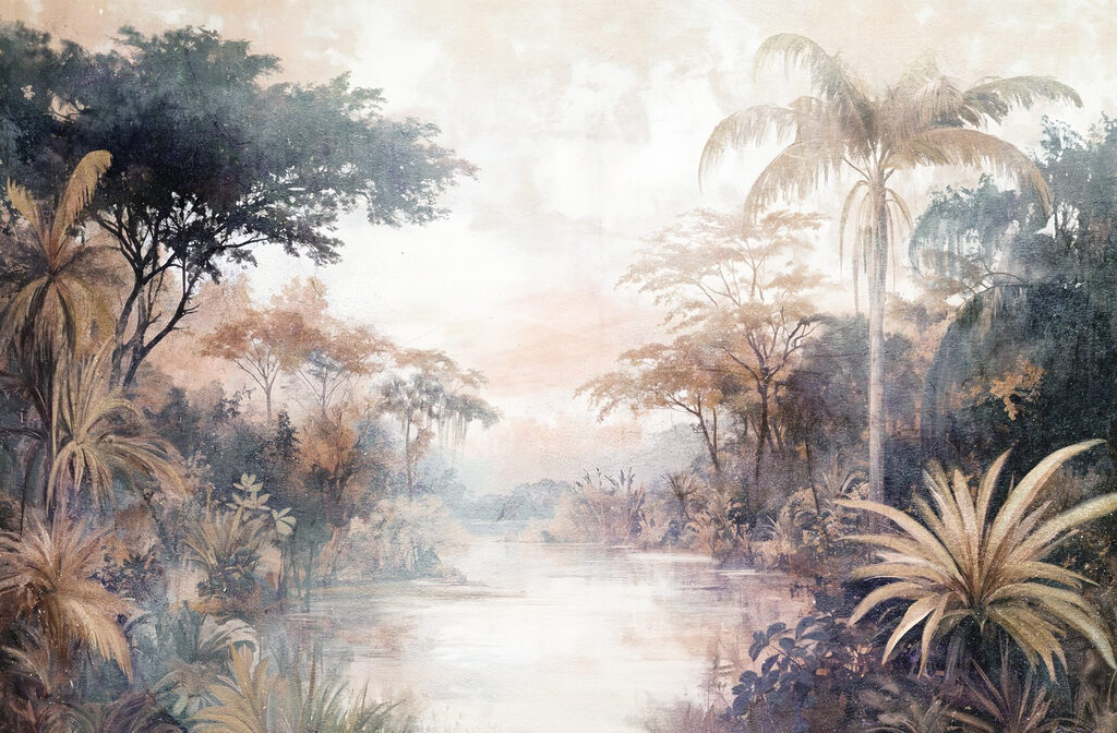 Fiume tra alberi antichi — design completo