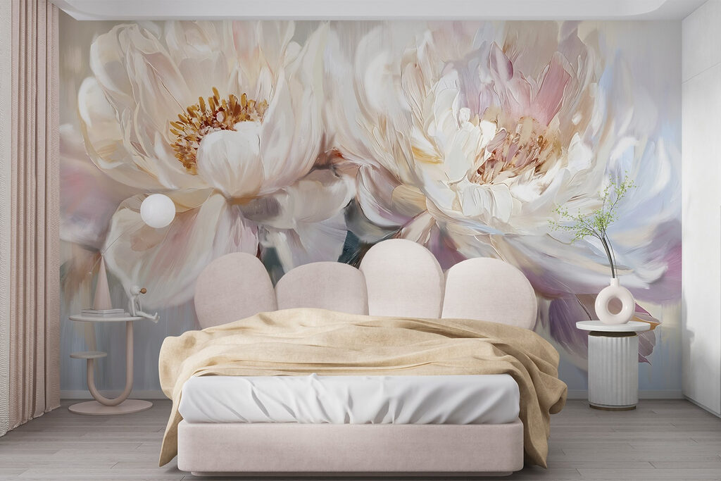 Peonie bianche su pastello — ambiente 1