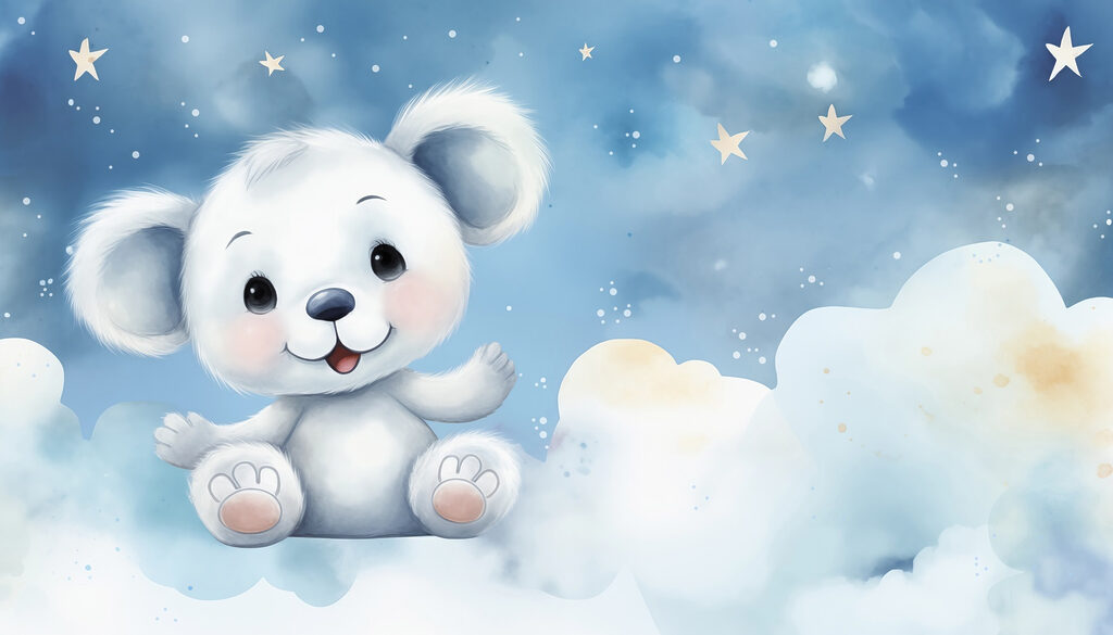 Orsetto bianco nel cielo — design completo