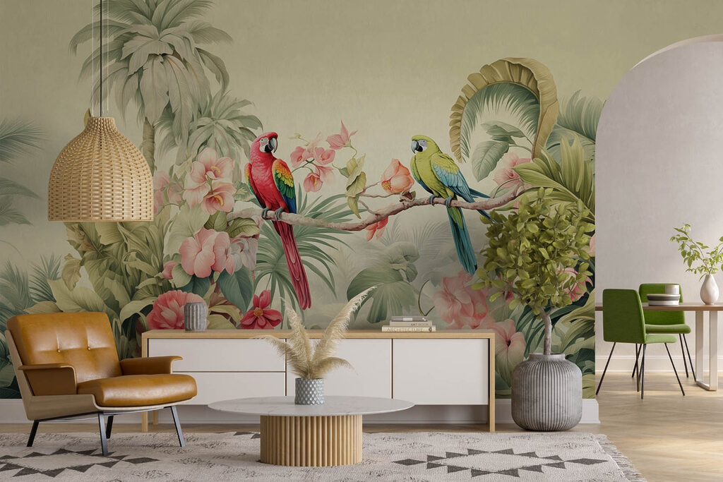 Pappagalli nel giardino fiorito — ambiente 2