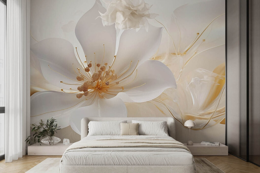 Fiore bianco e dorato — ambiente 1