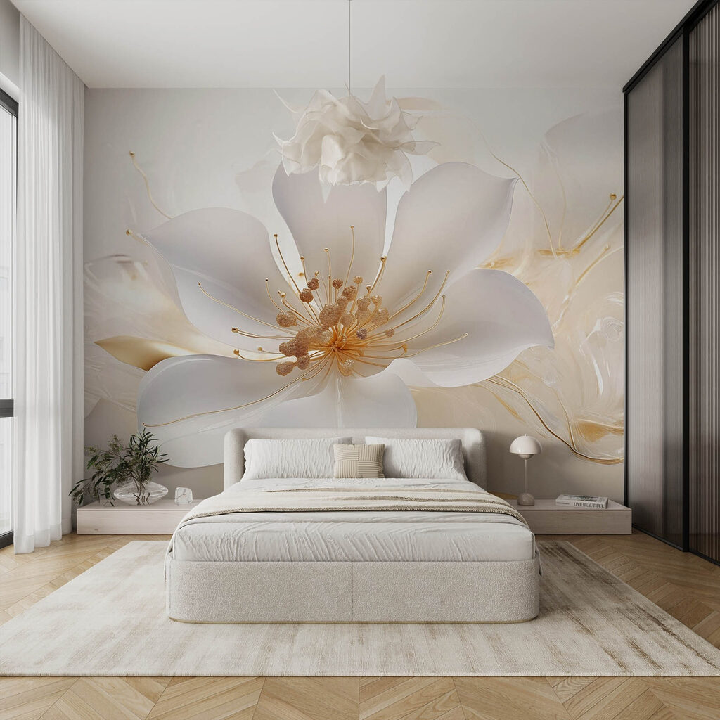 Fiore bianco e dorato — ambiente 2