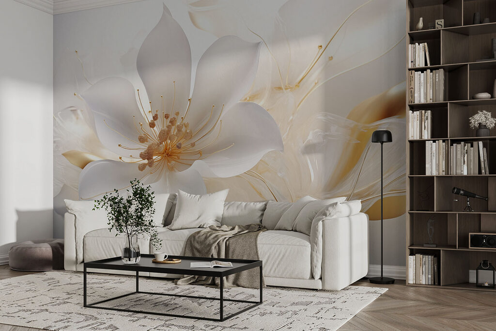 Fiore bianco e dorato — ambiente 3