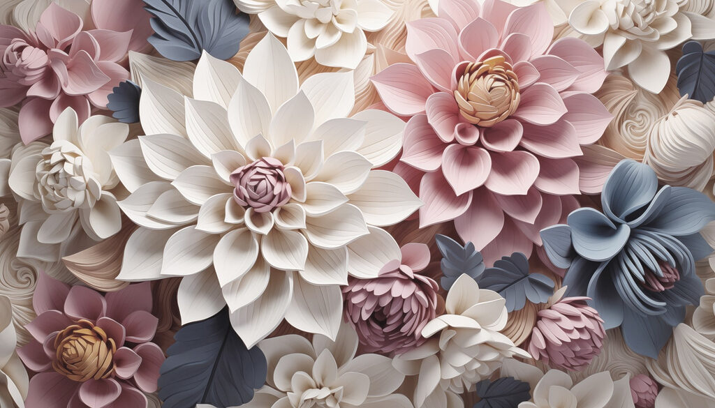 Fiori in rilievo pastello — design completo