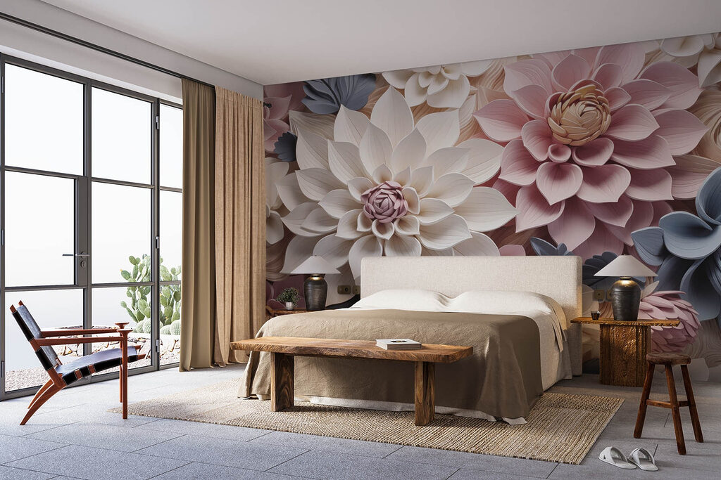 Fiori in rilievo pastello — ambiente 1