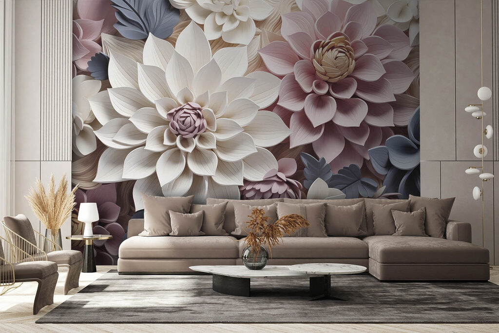 Fiori in rilievo pastello — ambiente 2