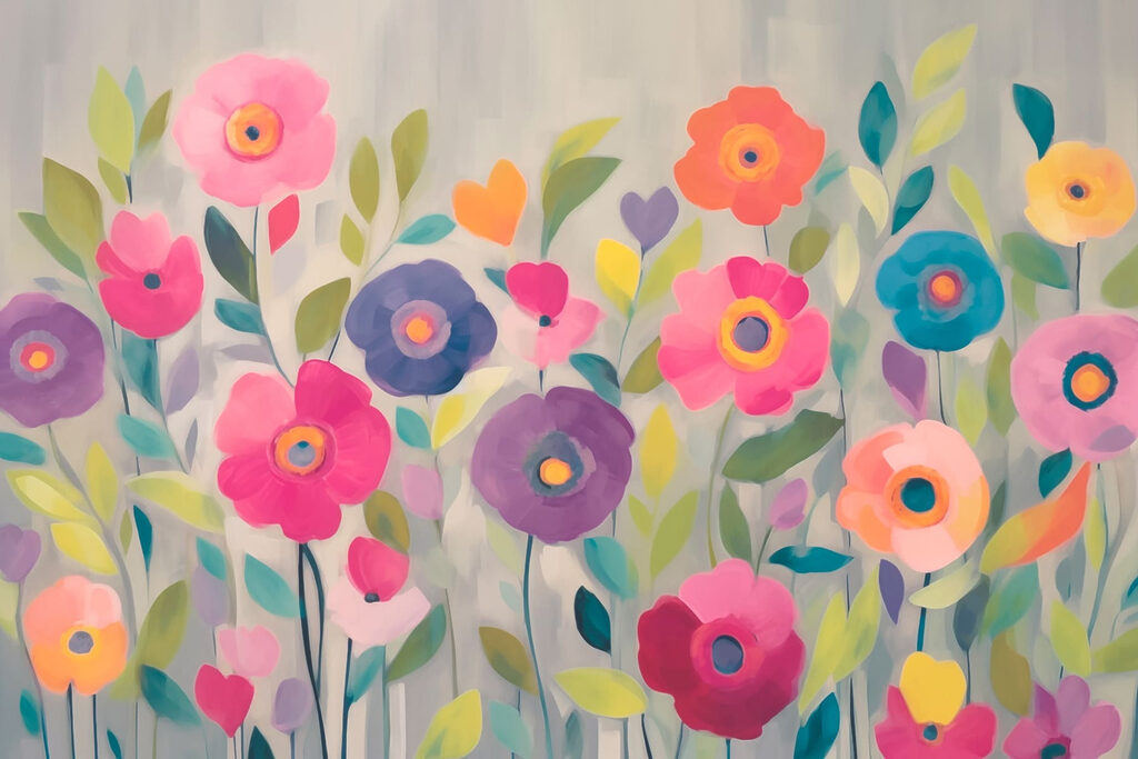 Fiori colorati su campiture — design completo