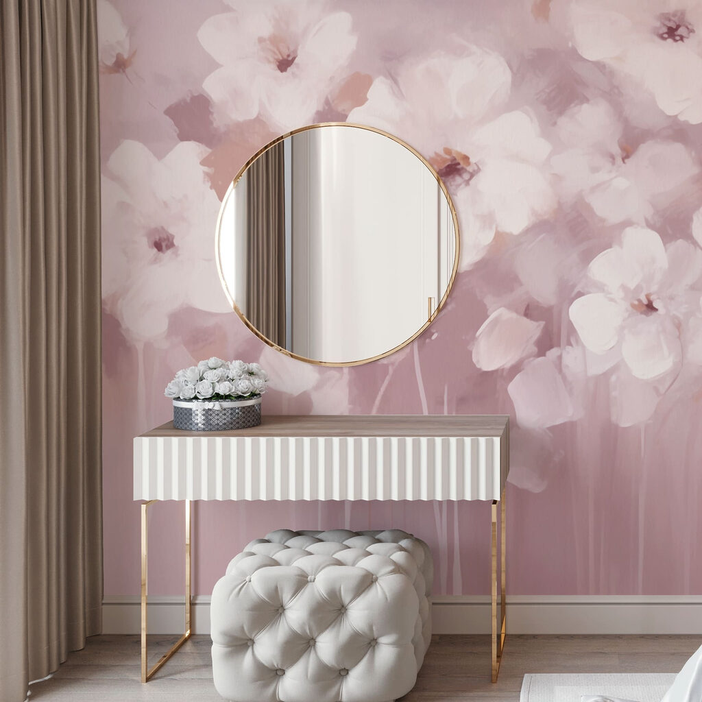 Fiori bianchi su strisce in un ambiente