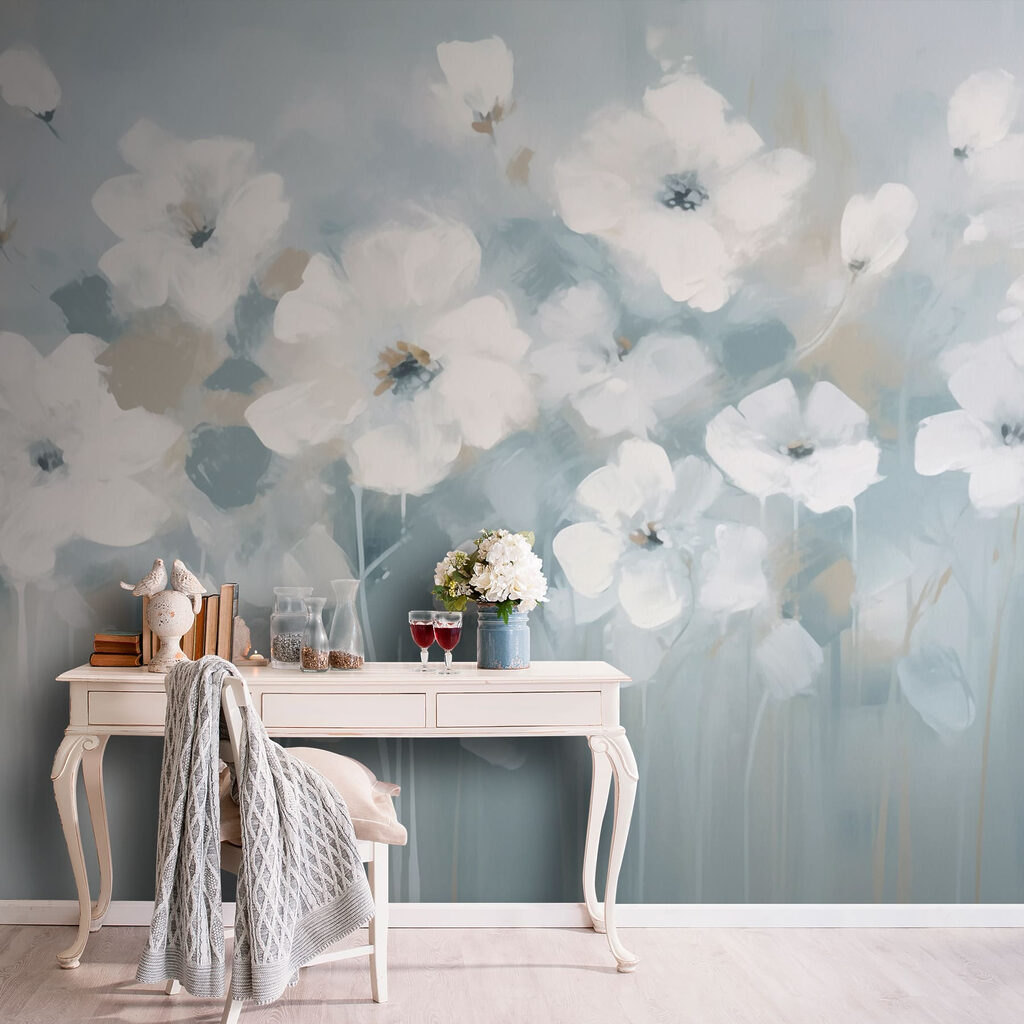 Fiori bianchi su strisce — ambiente 1