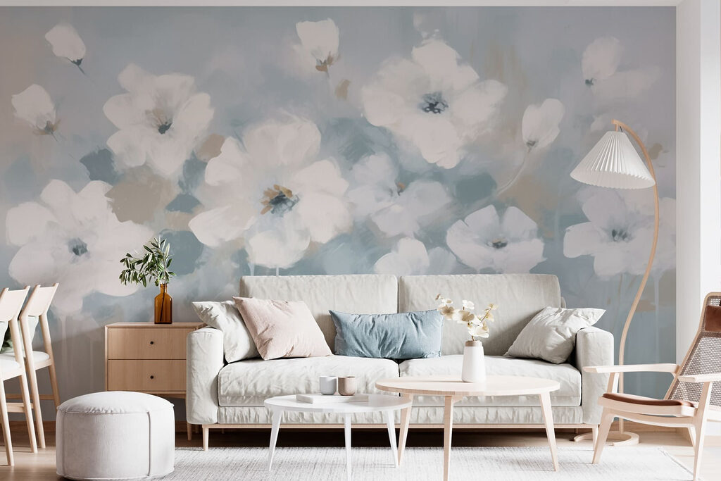 Fiori bianchi su strisce — ambiente 2