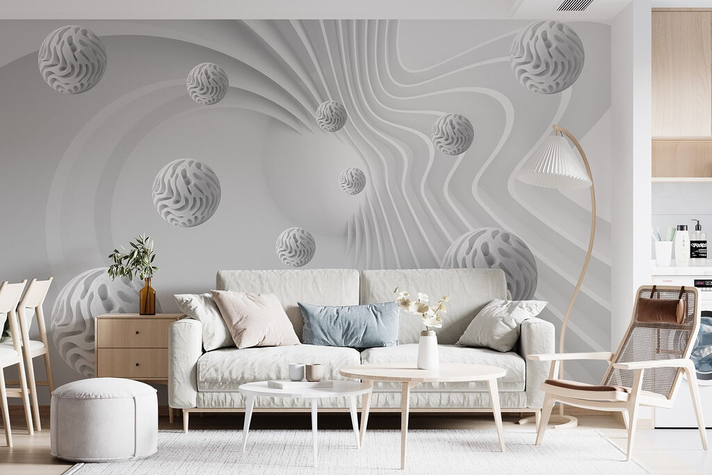 Sfere bianche tra linee — ambiente 6