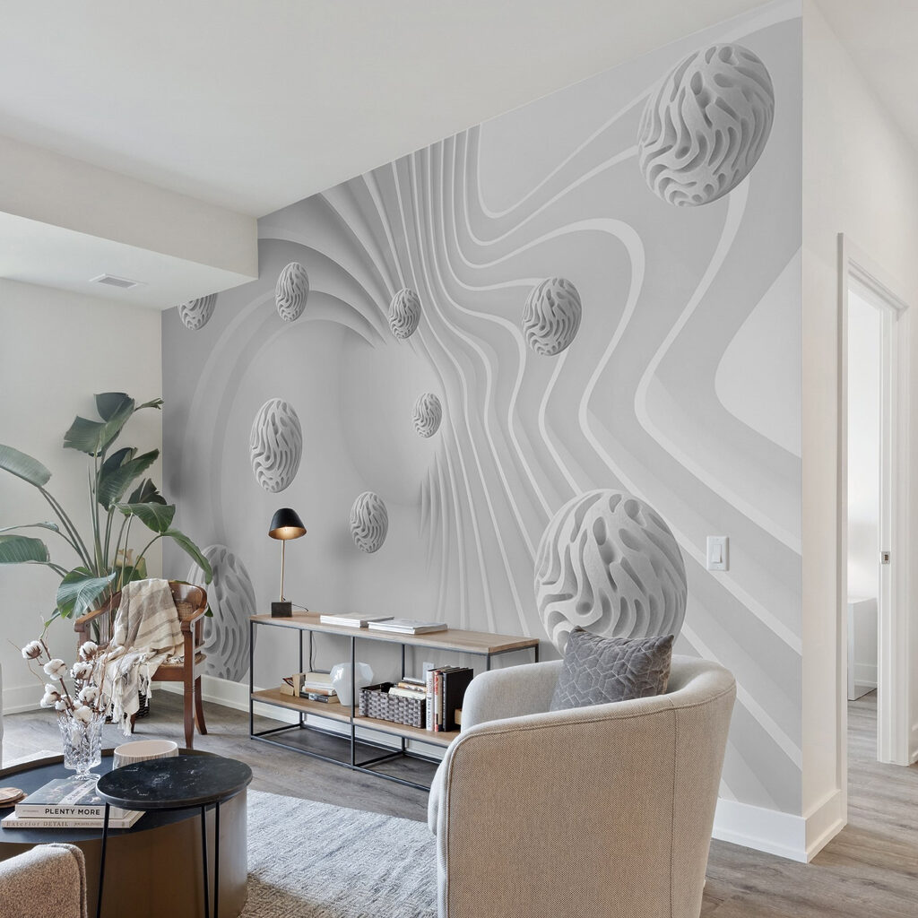 Sfere bianche tra linee — ambiente 7