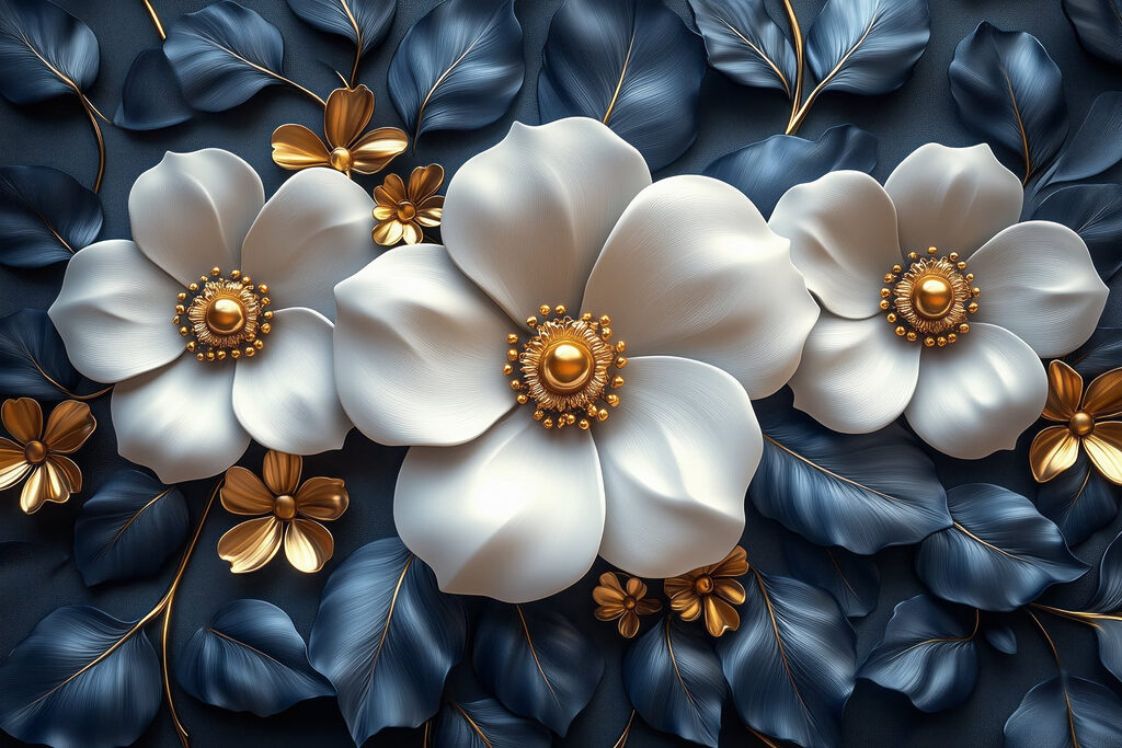 Cuori dorati tra foglie — design completo
