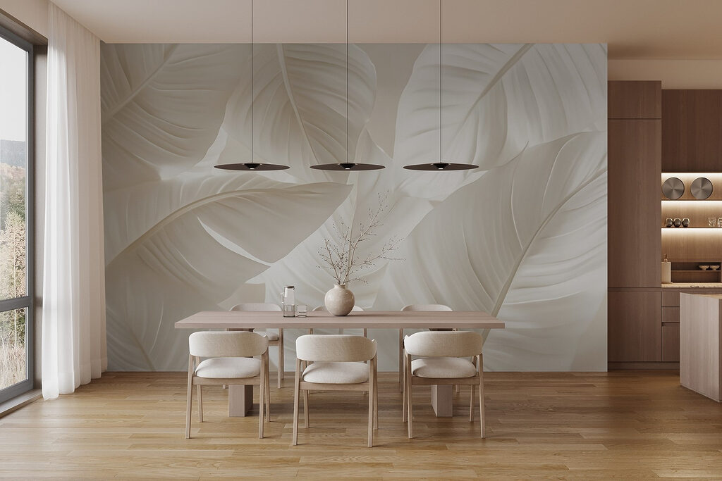 Grandi foglie curve in un ambiente