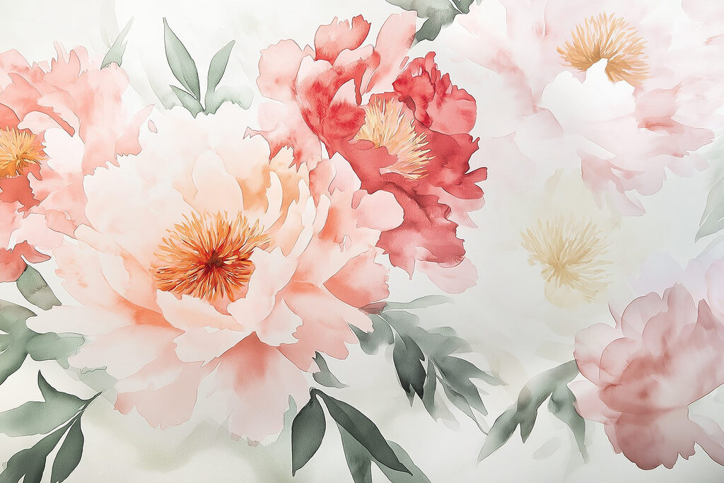 Fiori rosa in acquerello — design completo