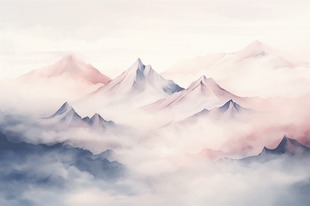Nebbia rosa sulle montagne — design completo