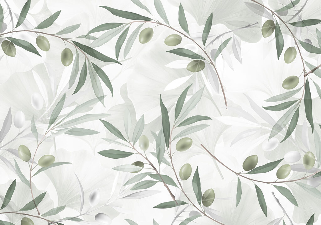 Rami d’ulivo su bianco — design completo
