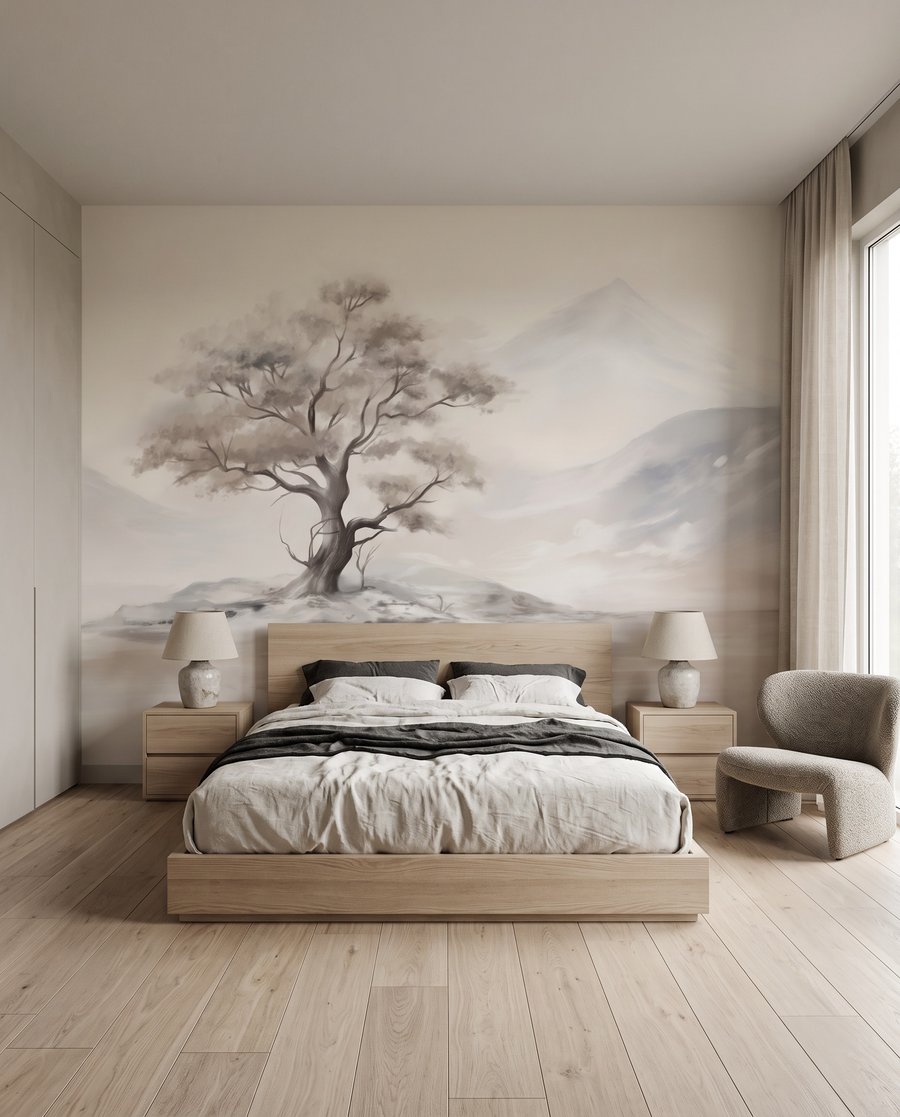 Albero su terreno chiaro — ambiente 2