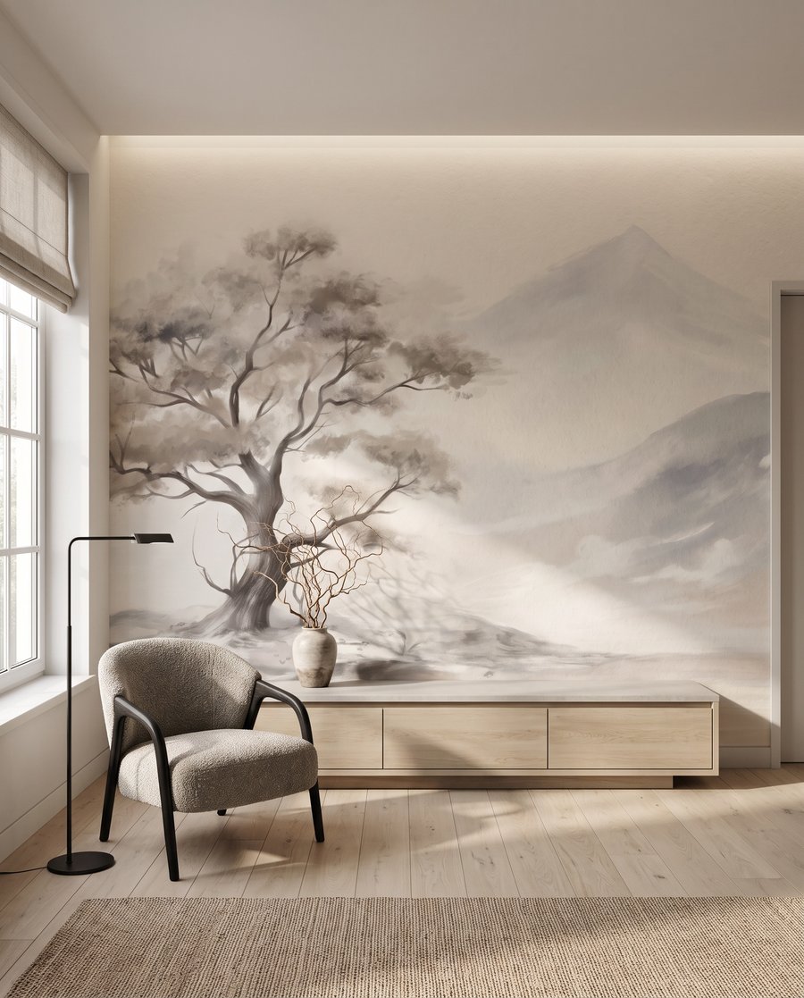Albero su terreno chiaro — ambiente 4