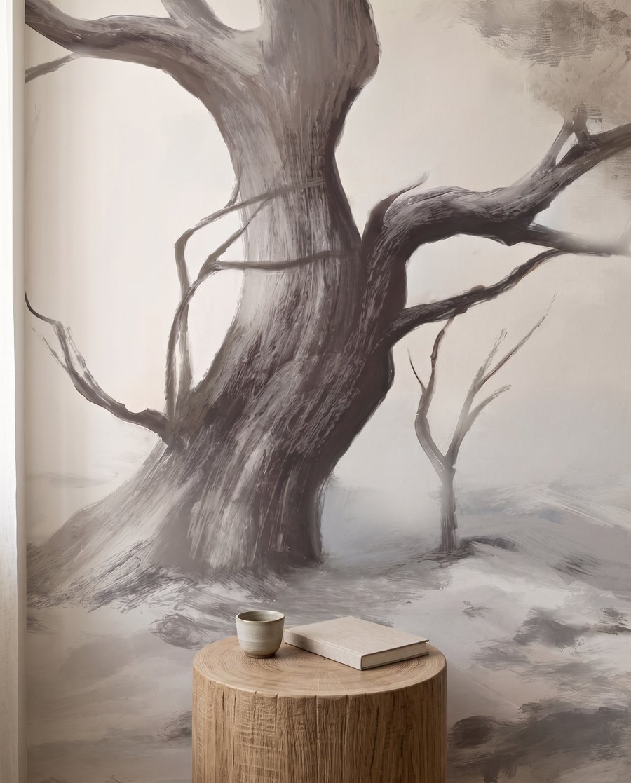 Albero su terreno chiaro — dettaglio