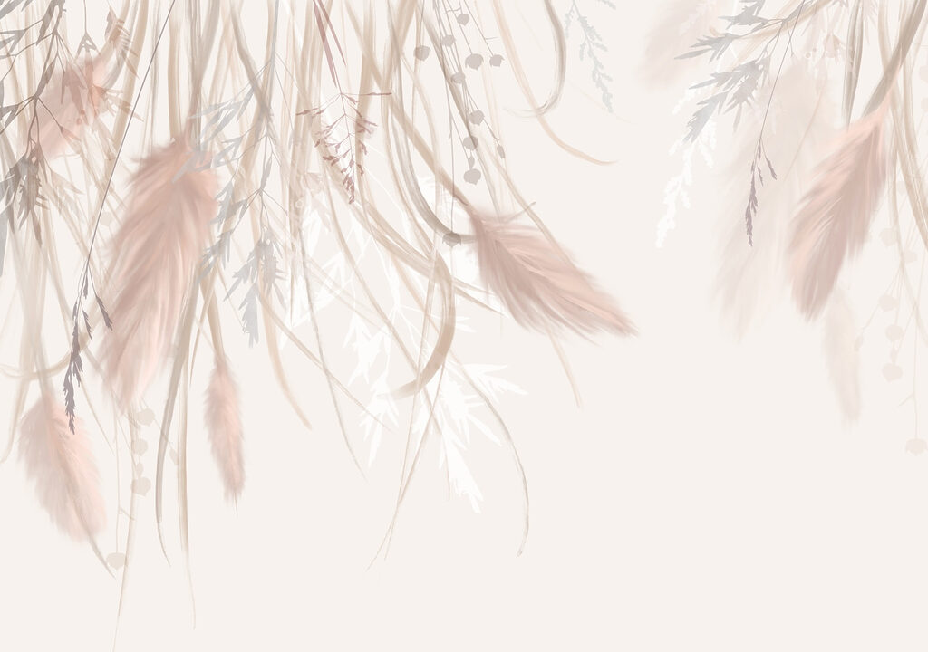 Piume rosa su rametti — design completo