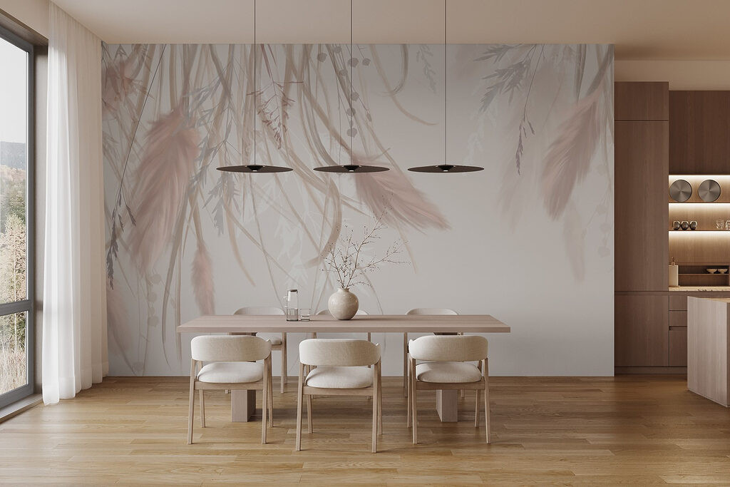 Piume rosa su rametti — ambiente 6