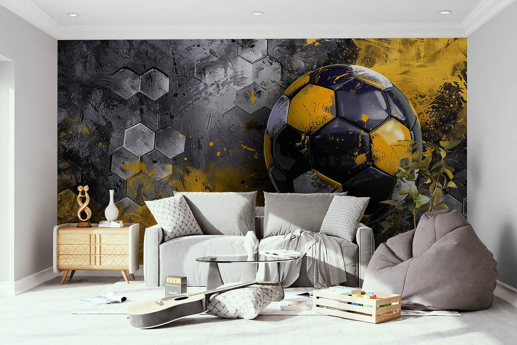 Pallone nero e giallo in un ambiente