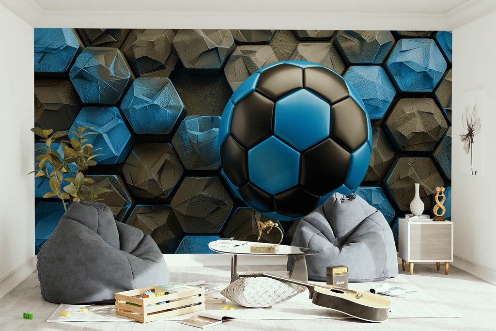 Pallone blu tra esagoni — ambiente 2
