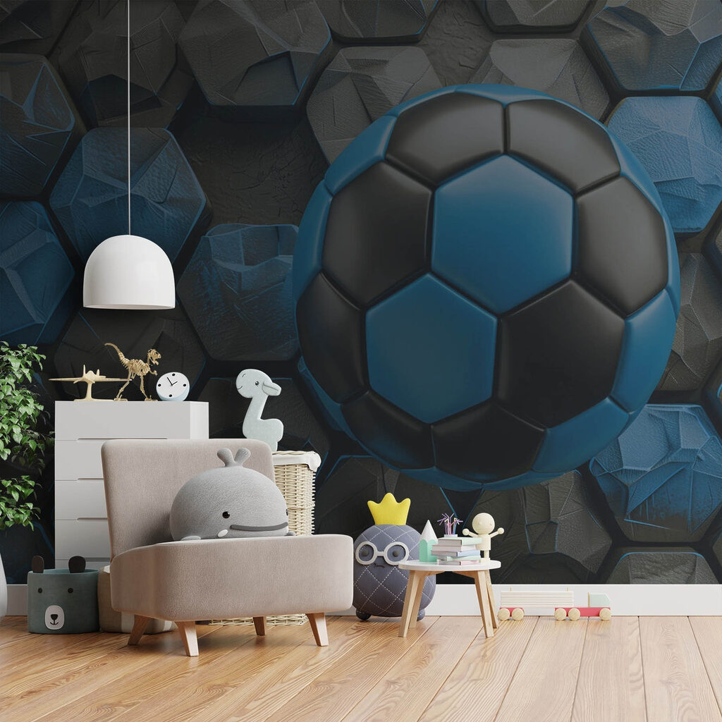 Pallone blu tra esagoni — ambiente 3