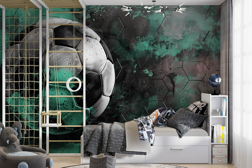 Pallone verde nell’ombra in un ambiente
