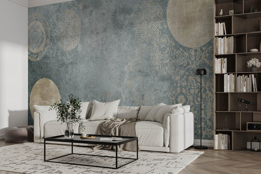 Cerchi dorati su blu — ambiente 2