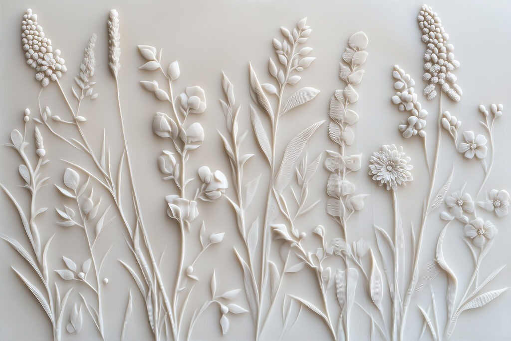 Fiori allineati su grigio — design completo
