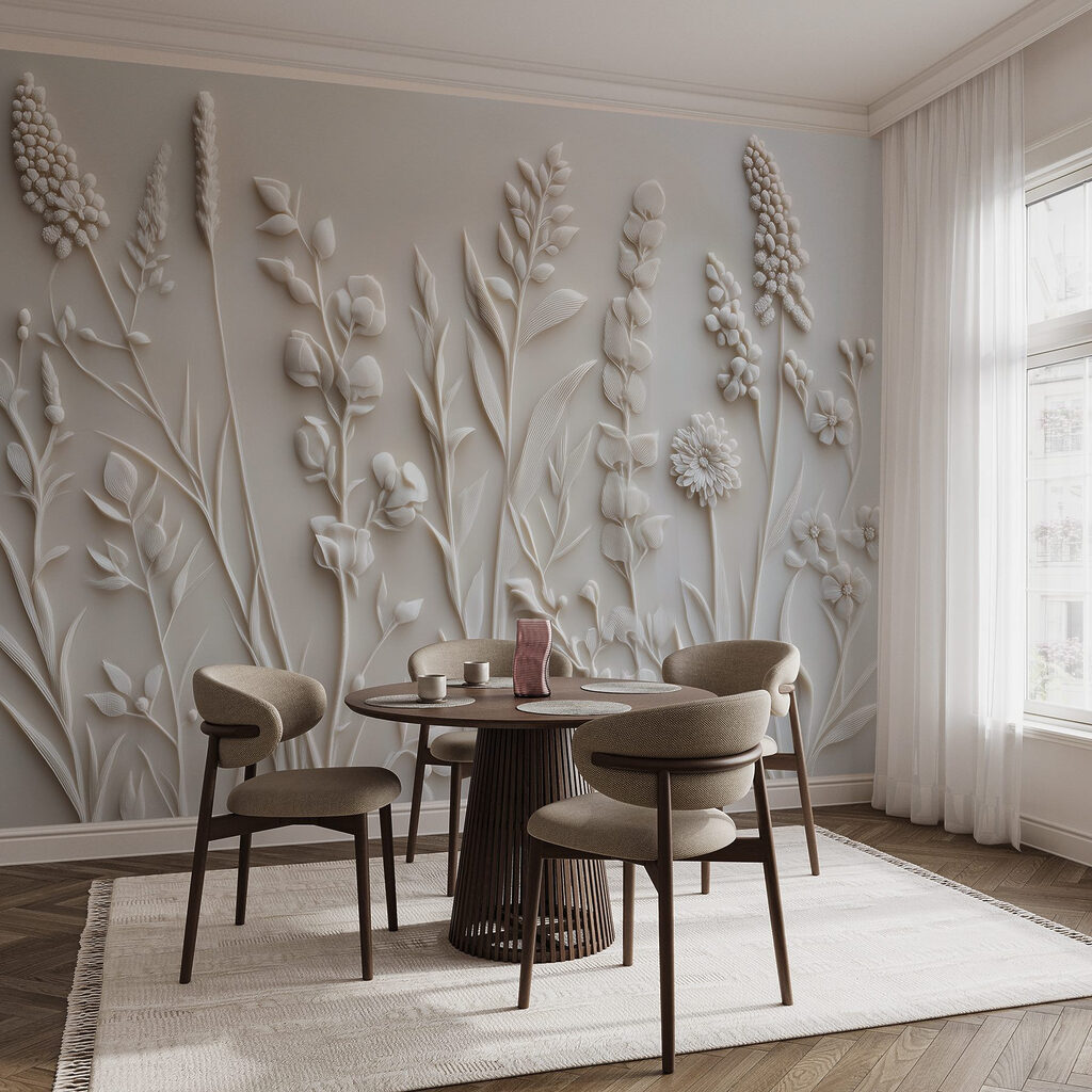 Fiori allineati su grigio — ambiente 4