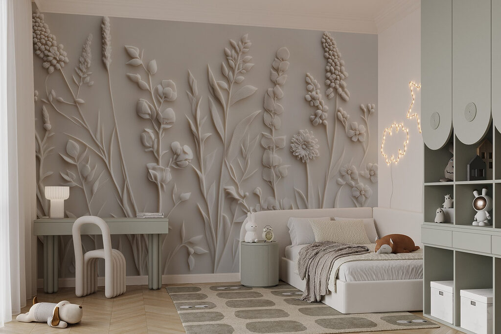 Fiori allineati su grigio — ambiente 5