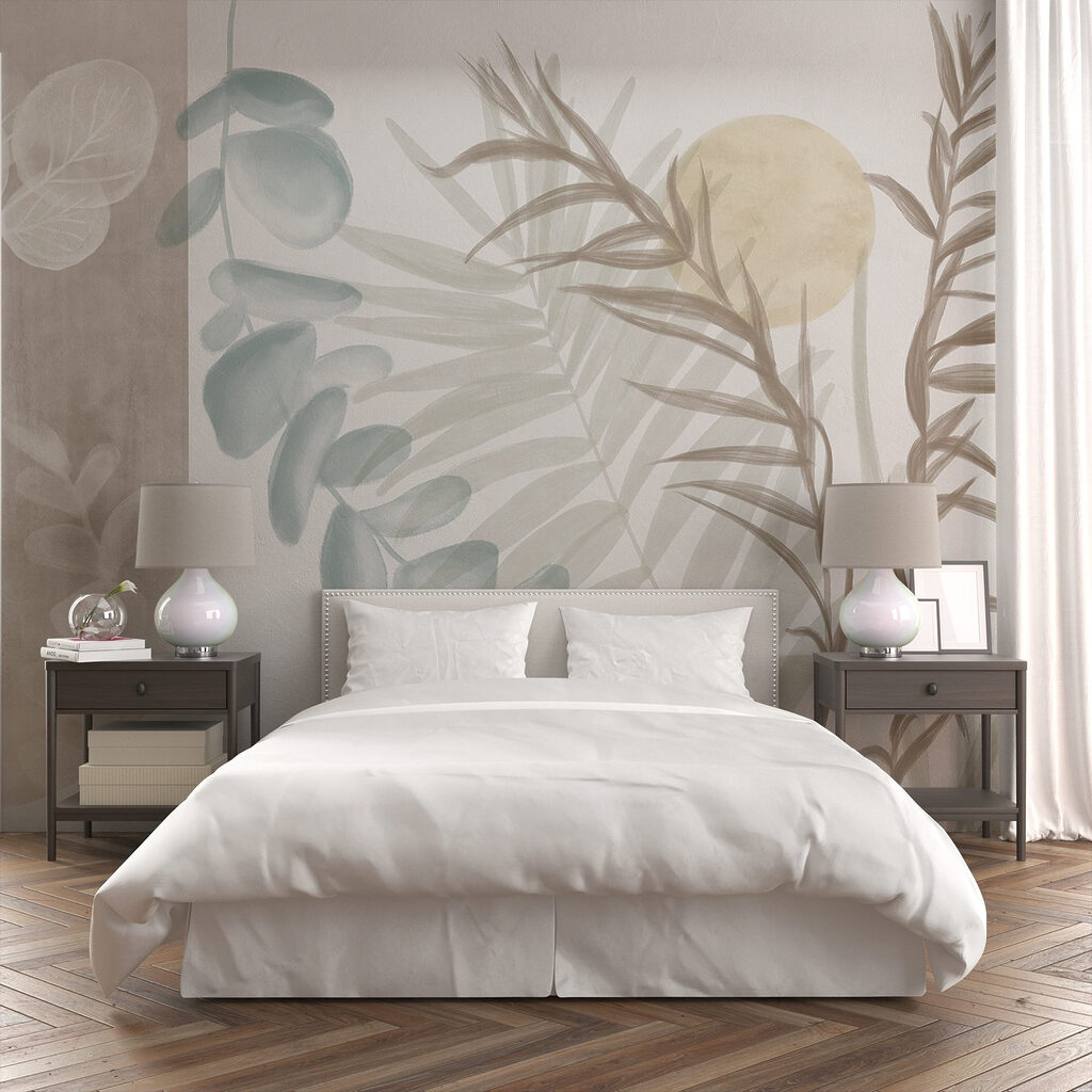 Foglie su campiture chiare — ambiente 1
