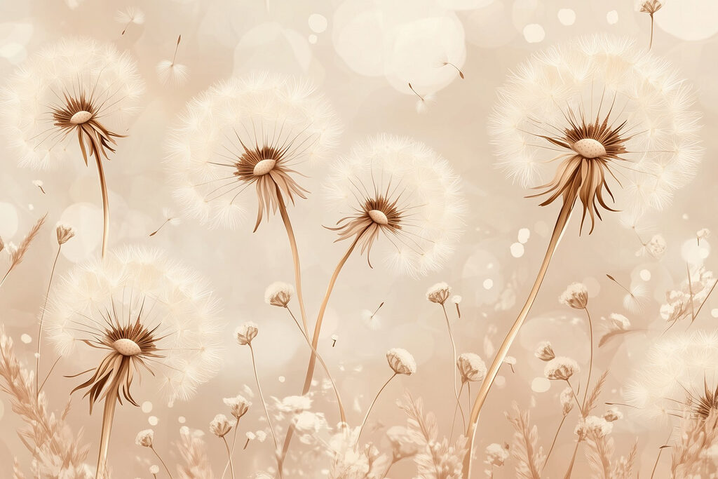 Soffioni tra fiori caldi — design completo