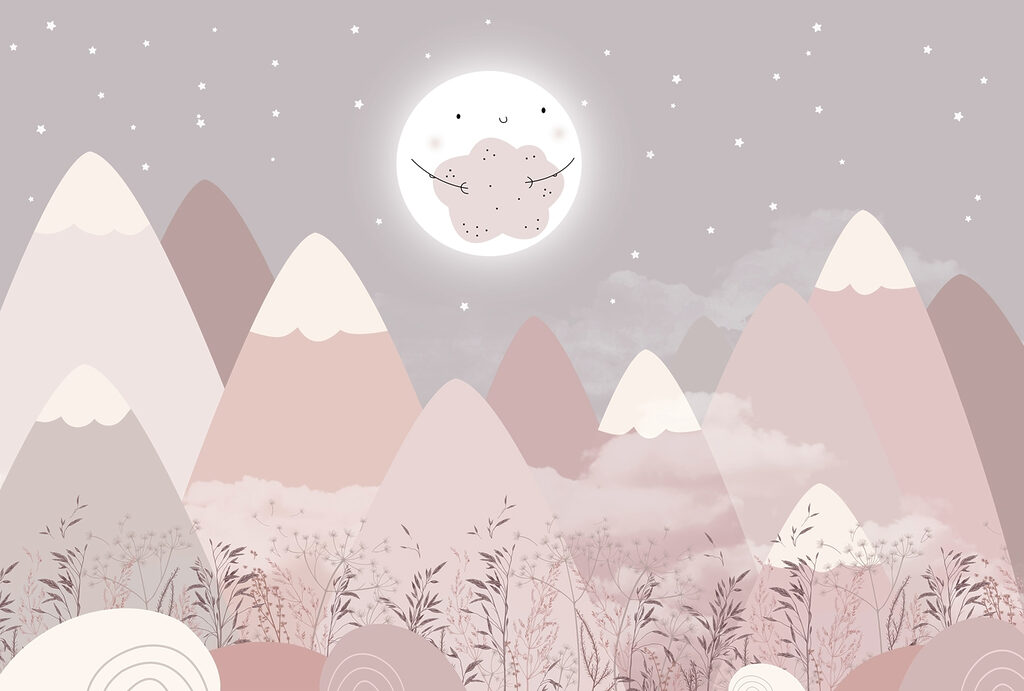 Luna sopra cime rosa — design completo