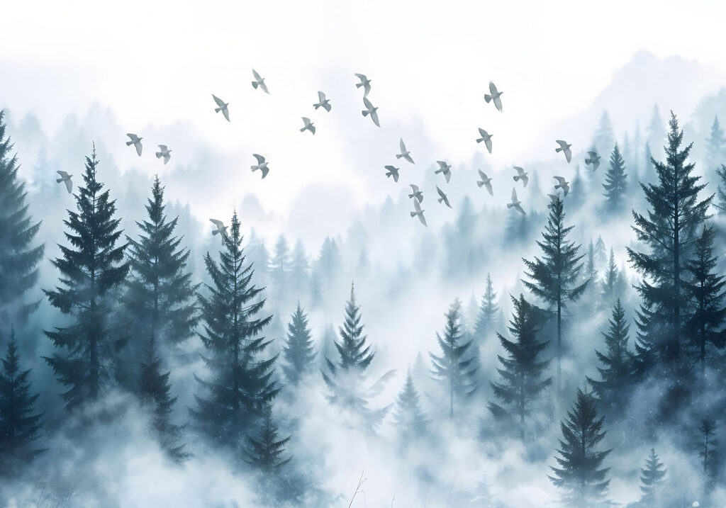 Uccelli nella nebbia — design completo