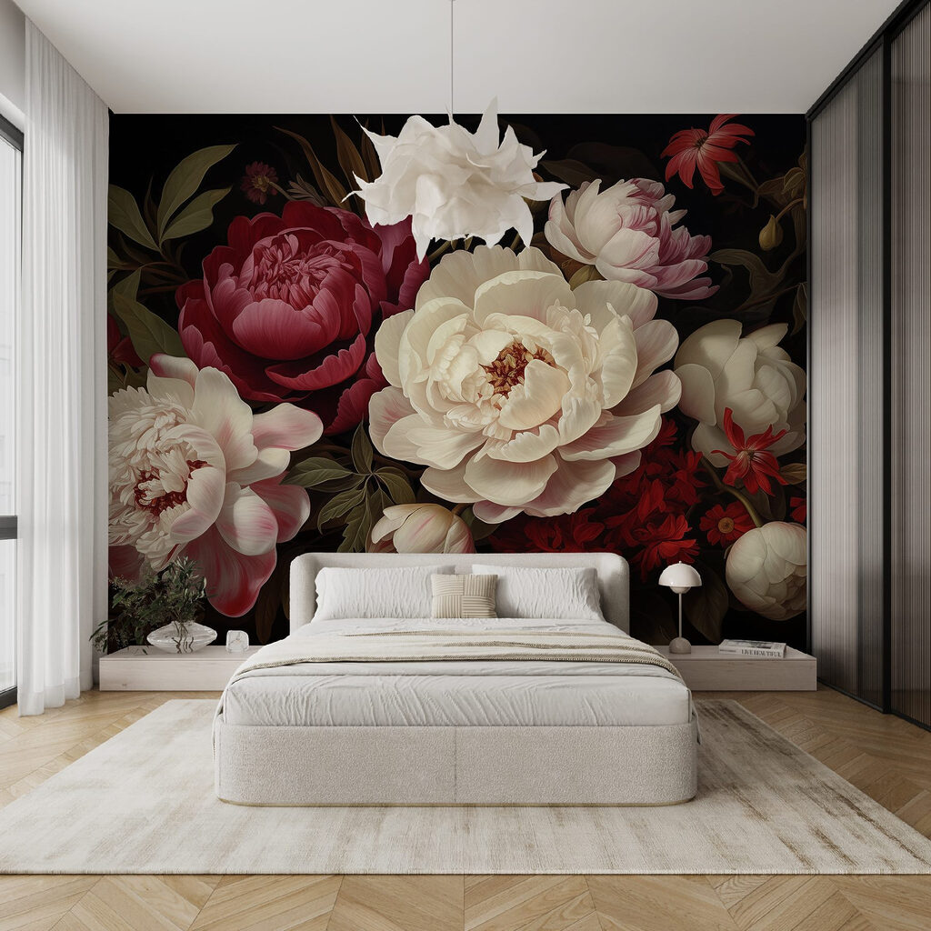 Peonie tra foglie scure — ambiente 2