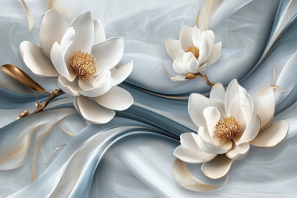 Fiori bianchi su blu — design completo
