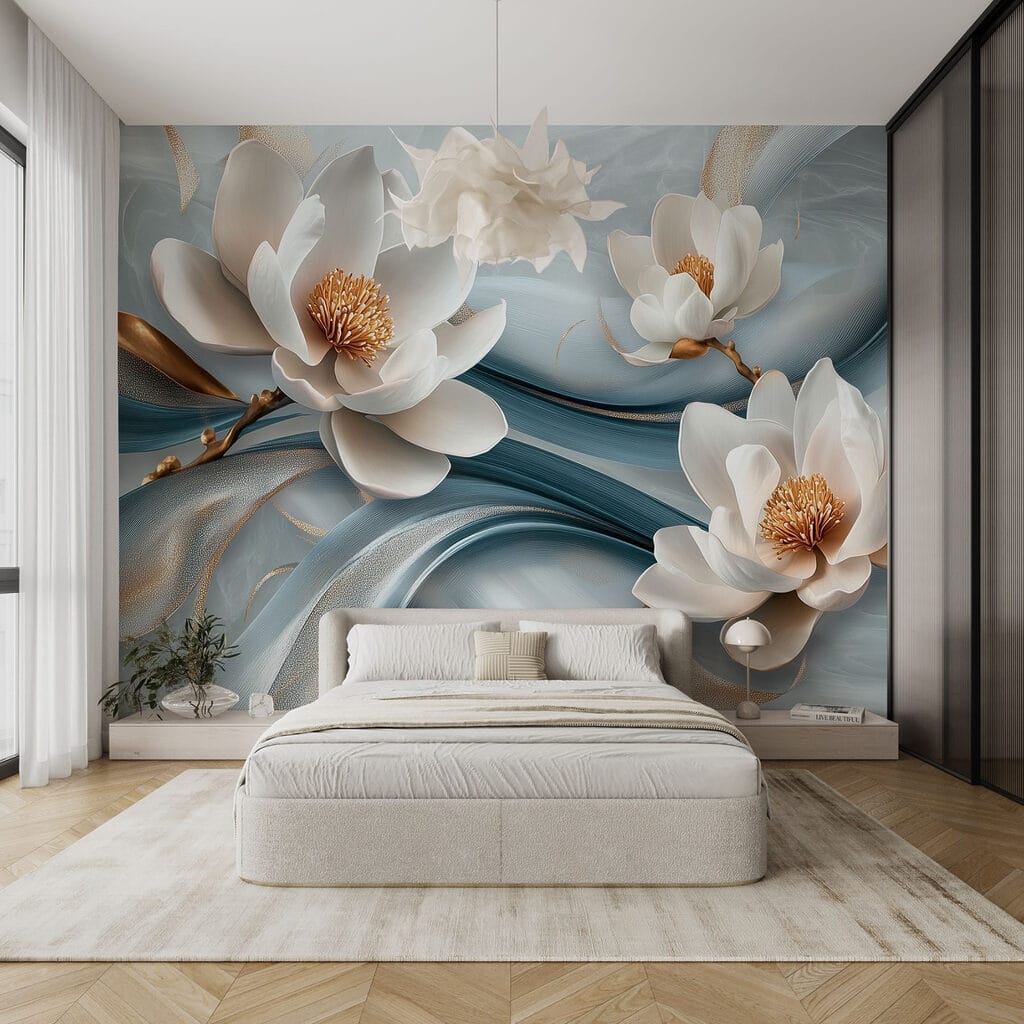 Fiori bianchi su blu — ambiente 2
