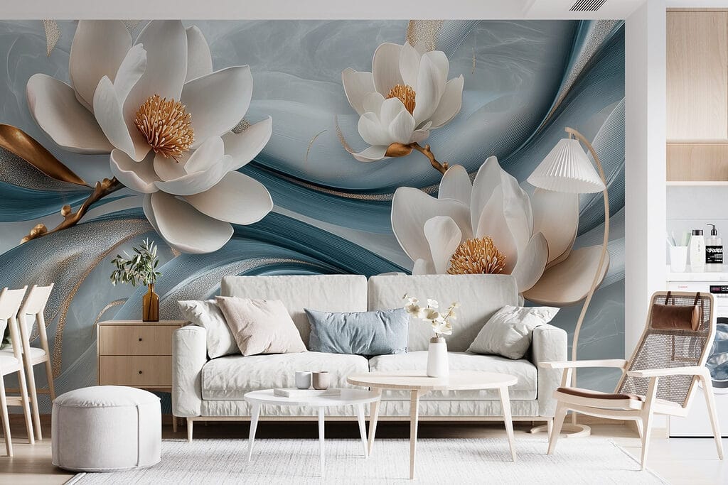 Fiori bianchi su blu — ambiente 3