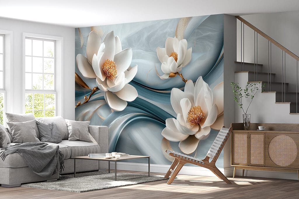 Fiori bianchi su blu — ambiente 6