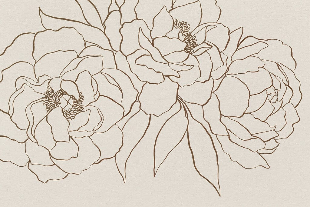 Fiori a sottili contorni — design completo