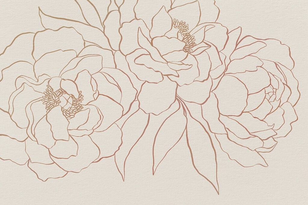 Fiori a sottili contorni — design completo